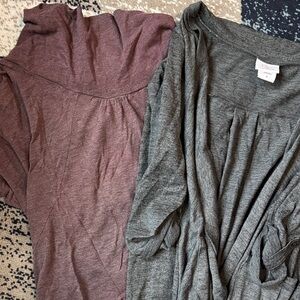 Motherhood Gray Knit Top & Maroon Short Sleeve Maternity Tops